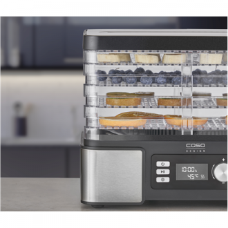 Caso Food Dehydrator DH 450 Power 370-450 W, Number of trays 5, Temperature control, Integrated timer, Black/Stainless Steel Caso Food Dehydrator DH 450 Power 370-450 W, Number of trays 5, Temperature control, Integrated timer, Black/Stainless Steel