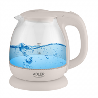 Adler Kettle AD 1283C Electric, 900 W, 1 L, Glass/Stainless steel, 360 rotational base, Cream Adler Kettle AD 1283C Electric, 900 W, 1 L, Glass/Stainless steel, 360 rotational base, Cream