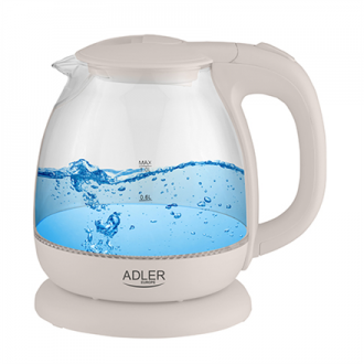 Adler Kettle AD 1283C Electric, 900 W, 1 L, Glass/Stainless steel, 360 rotational base, Cream Adler Kettle AD 1283C Electric, 900 W, 1 L, Glass/Stainless steel, 360 rotational base, Cream
