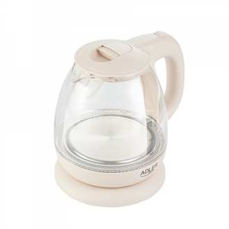 Adler Kettle AD 1283C Electric, 900 W, 1 L, Glass/Stainless steel, 360 rotational base, Cream Adler Kettle AD 1283C Electric, 900 W, 1 L, Glass/Stainless steel, 360 rotational base, Cream