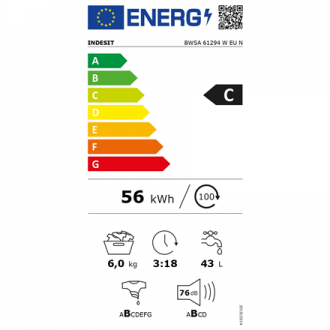 INDESIT Washing machine BWSA 61294 W EU N Energy efficiency class C, Front loading, Washing capacity 6 kg, 1151 RPM, Depth 42.5 INDESIT Washing machine BWSA 61294 W EU N Energy efficiency class C, Front loading, Washing capacity 6 kg, 1151 RPM, Depth 42.5
