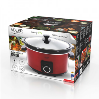 Adler Slow cooker AD 6413r 290 W, 5.8 L, Number of programs 3, Red