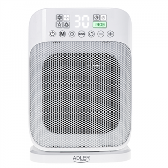 Adler Heater with Remote Control AD 7727 Ceramic, 1500 W, Number of power levels 2, Suitable for rooms up to 15 m , White