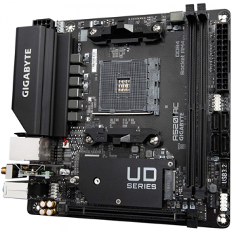 Gigabyte A520I AC Processor family AMD, Processor socket AM4, DDR4 DIMM, Memory slots 2, Number of SATA connectors 4, Chipset AM Gigabyte A520I AC Processor family AMD, Processor socket AM4, DDR4 DIMM, Memory slots 2, Number of SATA connectors 4, Chipset AM