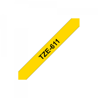 Brother TZe-611 Laminated Tape Black on Yellow, TZe, 8 m, 6 mm