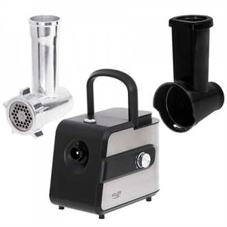 Adler Meat mincer with a shredder AD 4813 Silver/Black, 600 W, Number of speeds 2, Throughput (kg/min) 1 Adler Meat mincer with a shredder AD 4813 Silver/Black, 600 W, Number of speeds 2, Throughput (kg/min) 1