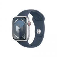 Apple Apple Watch Series 9 GPS + Cellular 45mm Silver Aluminium Case with Storm Blue Sport Band - S/M Apple