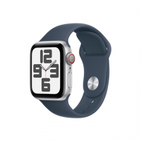 Apple Watch SE GPS + Cellular 40mm Silver Aluminium Case with Storm Blue Sport Band - S/M Apple