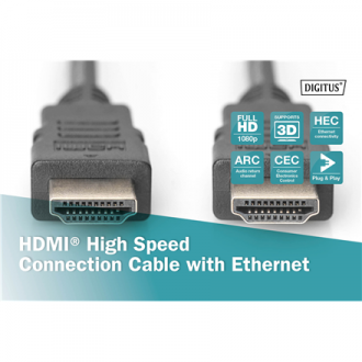 Digitus HDMI High Speed with Ethernet Connection Cable Black HDMI to HDMI 2 m