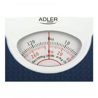 Adler Mechanical bathroom scale AD 8151b Maximum weight (capacity) 130 kg Accuracy 1000 g Blue/White