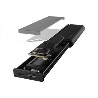 Icy Box IB-1807MT-C31 External M.2 NVMe Enclosure, Toolless, USB 3.2 Gen 2 Type-C/Type-A, Aluminium, Black Raidsonic