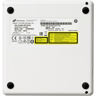 H.L Data Storage Ultra Slim Portable DVD-Writer GP60NW60 Interface USB 2.0 DVD R/RW CD read speed 24 x CD write speed 24 x White H.L Data Storage Ultra Slim Portable DVD-Writer GP60NW60 Interface USB 2.0 DVD R/RW CD read speed 24 x CD write speed 24 x White