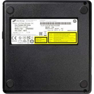 H.L Data Storage Ultra Slim Portable DVD-Writer GP60NB60 Interface USB 2.0 DVD R/RW CD read speed 24 x CD write speed 24 x Black