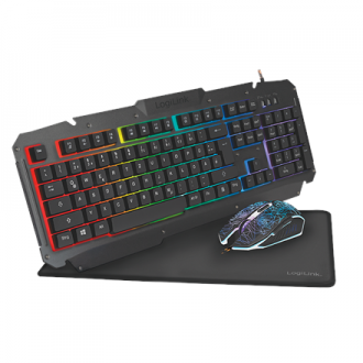 Logilink Gaming-Set, keyboard, mouse and mouspad ID0185 Keyboard, Mouse and Pad Set Wired Mouse included DE Numeric keypad
