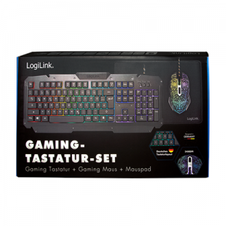 Logilink Gaming-Set, keyboard, mouse and mouspad ID0185 Keyboard, Mouse and Pad Set Wired Mouse included DE Numeric keypad