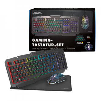 Logilink Gaming-Set, keyboard, mouse and mouspad ID0185 Keyboard, Mouse and Pad Set Wired Mouse included DE Numeric keypad