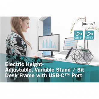 Digitus | Electric Height Adjustable Desk | 72 - 121 cm | Maximum load weight 50 kg | Metal | White