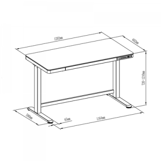 Digitus | Electric Height Adjustable Desk | 72 - 121 cm | Maximum load weight 50 kg | Metal | White