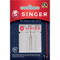 Singer | Twin Stretch Needle, Decorative, 4.0 80/12 1PK Singer | Twin Stretch Needle, Decorative, 4.0 80/12 1PK