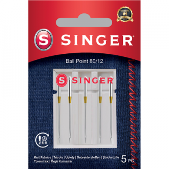 Singer | Ball Point Needle 80/12 5PK for Knit Fabrics Singer | Ball Point Needle 80/12 5PK for Knit Fabrics
