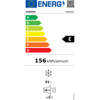 Gorenje | F39EPW4 | Freezer | Energy efficiency class E | Free standing | Upright | Height 84.2 cm | Fridge net capacity L | Whi