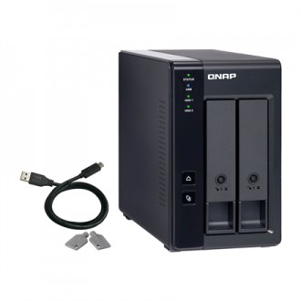 QNAP Black | Micro | Processor frequency 2 Bay USB Type-C Direct Attached Storage with Hardware RAID GHz | TR-002