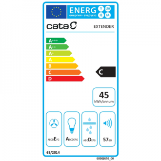 CATA Hood | EXTENDER 600 | Telescopic | Energy efficiency class C | Width 60 cm | 390 m /h | Mechanical | ECOLED | Stainless Ste
