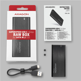 AXAGON External USB-C 3.2 Gen 2 metal box for M.2 SATA SSD disks