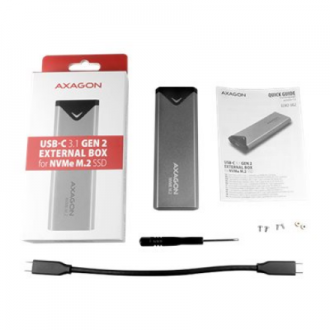 AXAGON External SuperSpeed+ USB-C metal box for M.2 NVMe SSD disks having sizes of up 42 to 80 mm AXAGON External SuperSpeed+ USB-C metal box for M.2 NVMe SSD disks having sizes of up 42 to 80 mm