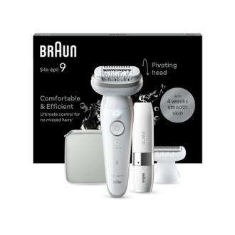 Braun Epilator | SES9-341 Silk- pil 9 | Operating time (max) 50 min | Number of power levels 2 | Wet & Dry | White