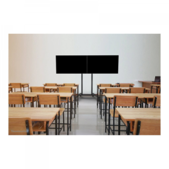 Neomounts Floor stand | ADM-875BL2 Dual screen adapter | Adjustable Height | 42-65 