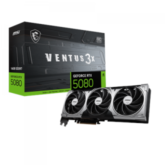 MSI GeForce RTX 5080 16G VENTUS 3X OC | NVIDIA | 16 GB | GeForce RTX 5080 | HDMI ports quantity 1 | PCI Express Gen 5 | Memory c MSI GeForce RTX 5080 16G VENTUS 3X OC | NVIDIA | 16 GB | GeForce RTX 5080 | HDMI ports quantity 1 | PCI Express Gen 5 | Memory c