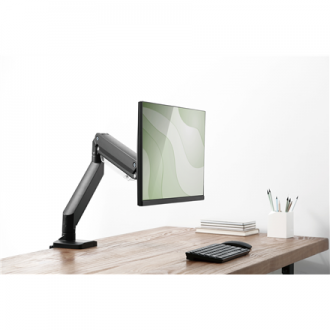 Digitus Desk Mount | Universal Single Monitor Mount with Gas Spring and Clamp Mount | Adjustable Height, Rotate, Tilt, Swivel | 