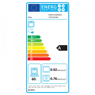 BEKO Cooker | FSM51339DWDS | Hob type Gas | Oven type Electric | White | Width 50 cm | Grilling | LED | Depth 60 cm | 60 L