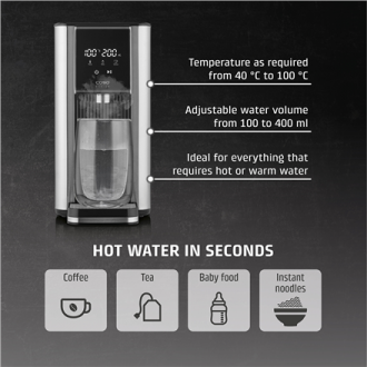 Caso Turbo hot water dispenser | HW 620 | Water Dispenser | 2600 W | 2.5 L | Plastic/Stainless Steel | Black/Stainless Steel Caso Turbo hot water dispenser | HW 620 | Water Dispenser | 2600 W | 2.5 L | Plastic/Stainless Steel | Black/Stainless Steel