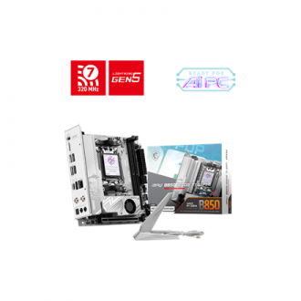 MSI MPG B850I EDGE TI WIFI | Processor family AMD B850 | Processor socket AM5 | DDR5 | Supported hard disk drive interfaces SATA MSI MPG B850I EDGE TI WIFI | Processor family AMD B850 | Processor socket AM5 | DDR5 | Supported hard disk drive interfaces SATA