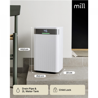 Mill Dehumidifier | MDH12 | Power 200 W | Suitable for rooms up to 8-15 m | Water tank capacity 2 L | White