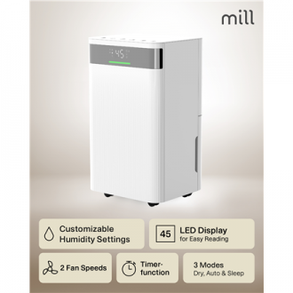 Mill Dehumidifier | MDH12 | Power 200 W | Suitable for rooms up to 8-15 m | Water tank capacity 2 L | White