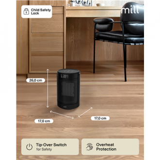 Mill FH1500BLACK | Ceramic fan heater | 1500 W | Suitable for rooms up to 22 m | Black