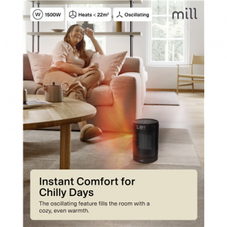 Mill FH1500BLACK | Ceramic fan heater | 1500 W | Suitable for rooms up to 22 m | Black