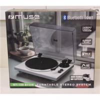 SALE OUT. Muse MT-109 BTOW Hifi Turntable, White | Muse Hifi Turntable | MT-109 BTOW | Bluetooth Out | USED, SCRATCHES ON ALUMIN