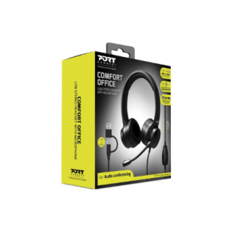 PORT CONNECT | USB Comfortable Stereo Office Microphone Headset | Built-in microphone | Wired | Black