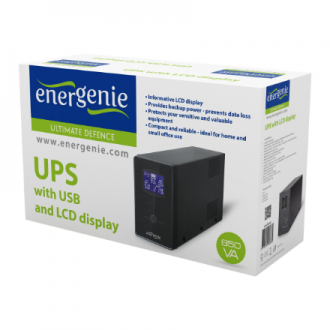 EnerGenie | UPS with USB and LCD display, Black | 850 VA | 220 V EnerGenie | UPS with USB and LCD display, Black | 850 VA | 220 V
