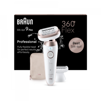 Braun Epilator | SES9-030 3D Silk-Epilk 9 Flex | Operating time (max) 50 min | Number of power levels 2 | Wet & Dry | White/Rose Braun Epilator | SES9-030 3D Silk-Epilk 9 Flex | Operating time (max) 50 min | Number of power levels 2 | Wet & Dry | White/Rose