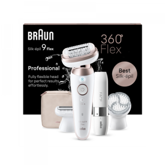 Braun Epilator | SES9-360 Silk pil 9 Flex 3D | Operating time (max) 50 min | Number of power levels 1 | Wet & Dry | White/Rose Braun Epilator | SES9-360 Silk pil 9 Flex 3D | Operating time (max) 50 min | Number of power levels 1 | Wet & Dry | White/Rose