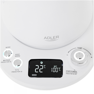 Adler | Kettle | AD 1349w | Electric | 1100 W | 1 L | Stainless Steel | 360 rotational base | White Adler | Kettle | AD 1349w | Electric | 1100 W | 1 L | Stainless Steel | 360 rotational base | White