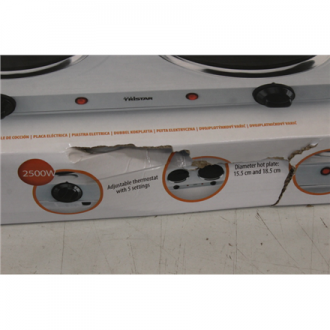SALE OUT. Tristar KP-6245 Hot plate, 2 thermostats, 2 burners, 5 adjustable settings, Heat resisting housing, 1500W&1100W, White