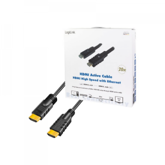 Logilink, CHA0020, 20m, Active, HDMI cable, type A male, - HDMI type A male, black. | Logilink | HDMI to HDMI | 20 m Logilink, CHA0020, 20m, Active, HDMI cable, type A male, - HDMI type A male, black. | Logilink | HDMI to HDMI | 20 m