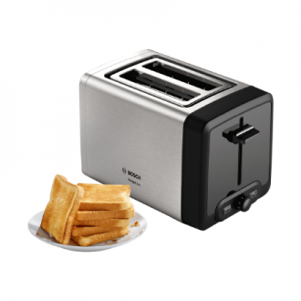 Bosch | DesignLine Toaster | TAT4P420 | Power 970 W | Number of slots 2 | Housing material Stainless Steel | Stainless steel/Bla Bosch | DesignLine Toaster | TAT4P420 | Power 970 W | Number of slots 2 | Housing material Stainless Steel | Stainless steel/Bla