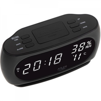 Adler | Clock with Thermometer | AD 1186 | Black Adler | Clock with Thermometer | AD 1186 | Black